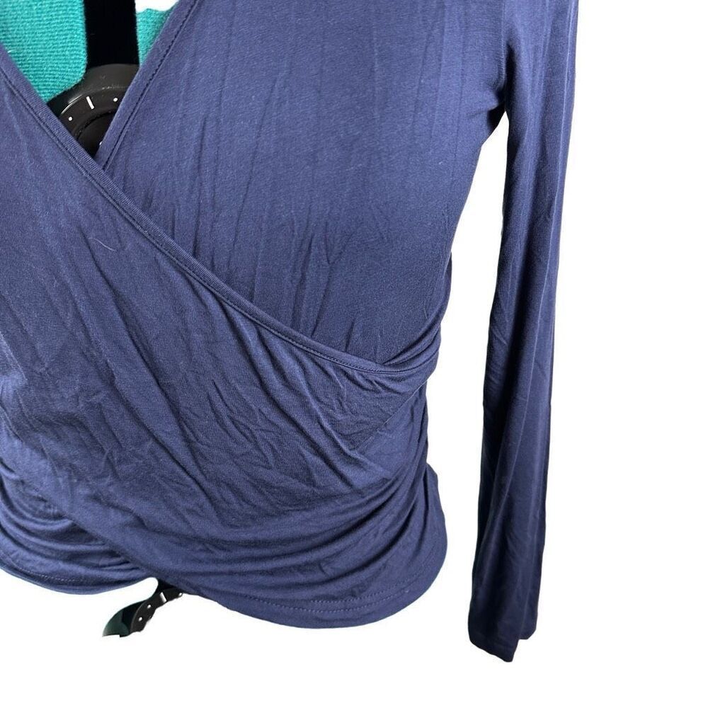 VETIOR Deep V Neck Long Sleeve Unique Slim Fit Cross Wrap Crop Top- Size L - Picture 5 of 10